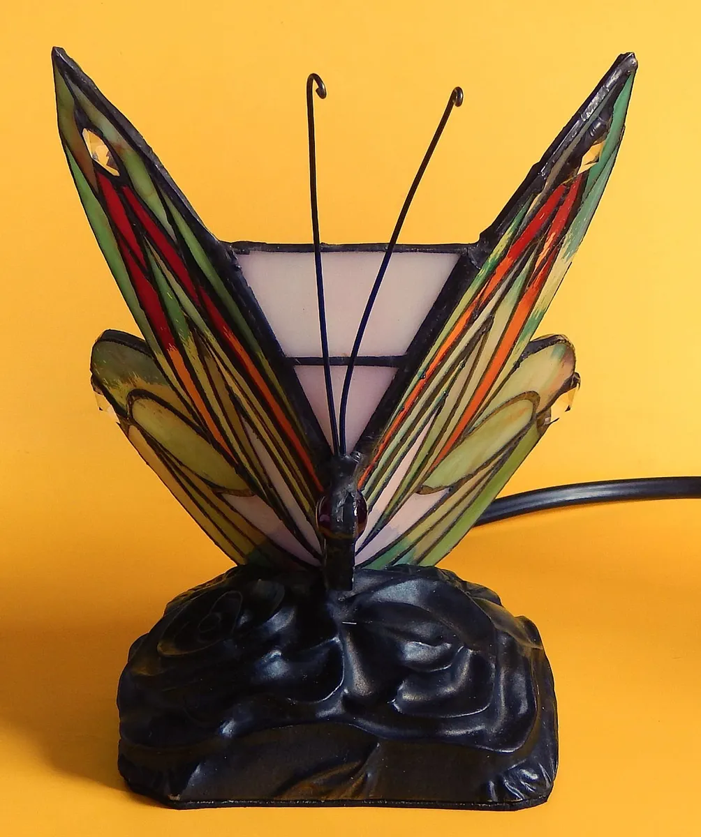 Small Tiffany Style Butterfly Glass Table Lamp - Image 2