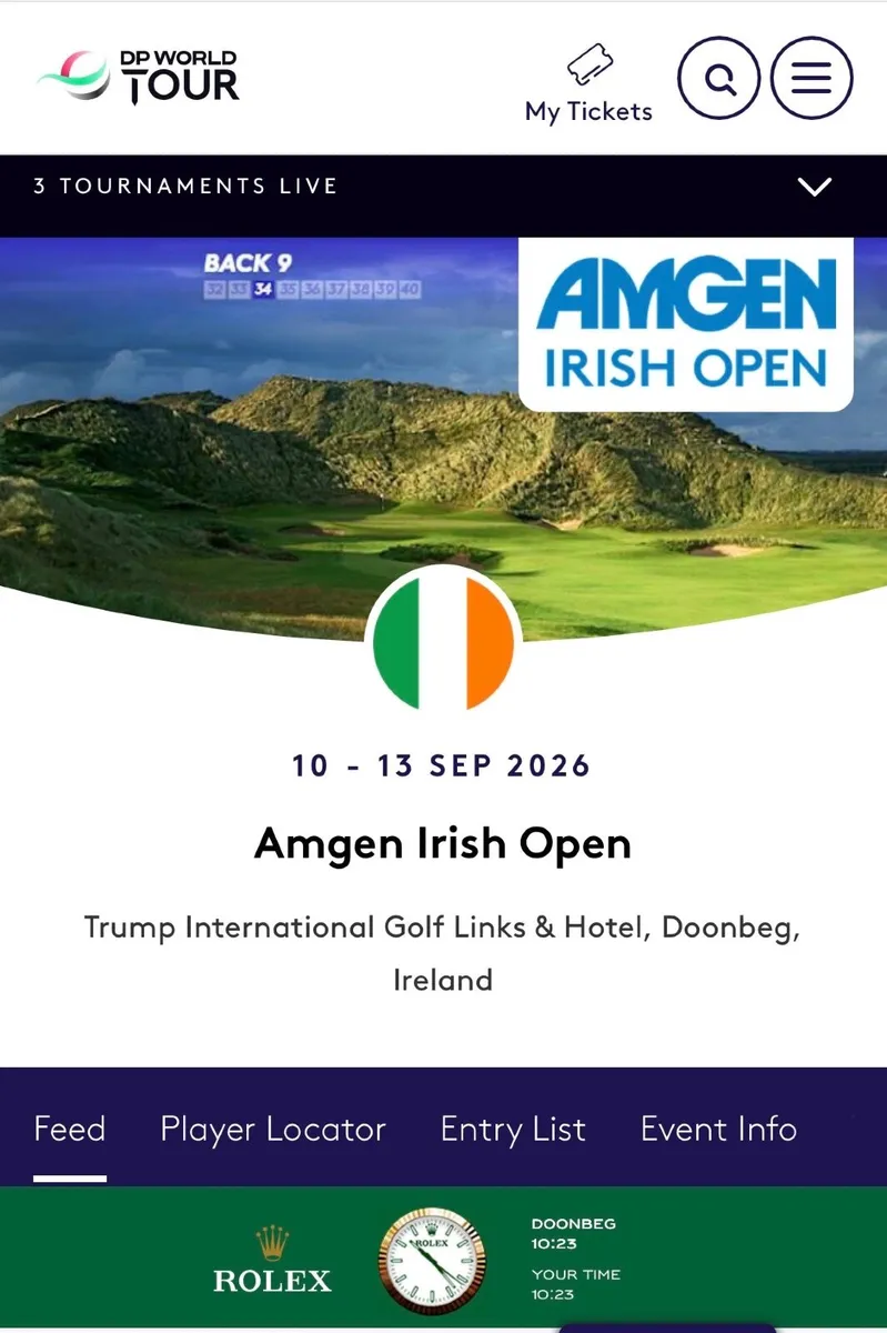 Irish Open Golf - 2 x Saturday