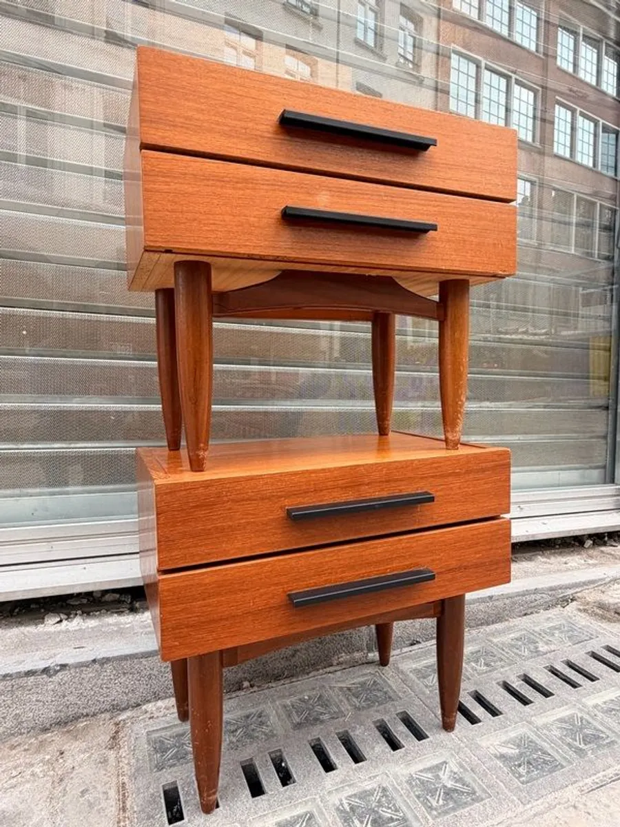 Mid century danish bedside lockers teak - Image 3
