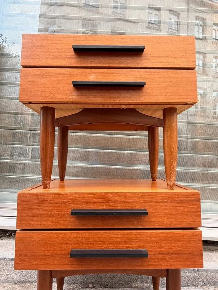 Mid century danish bedside lockers teak - Image 4