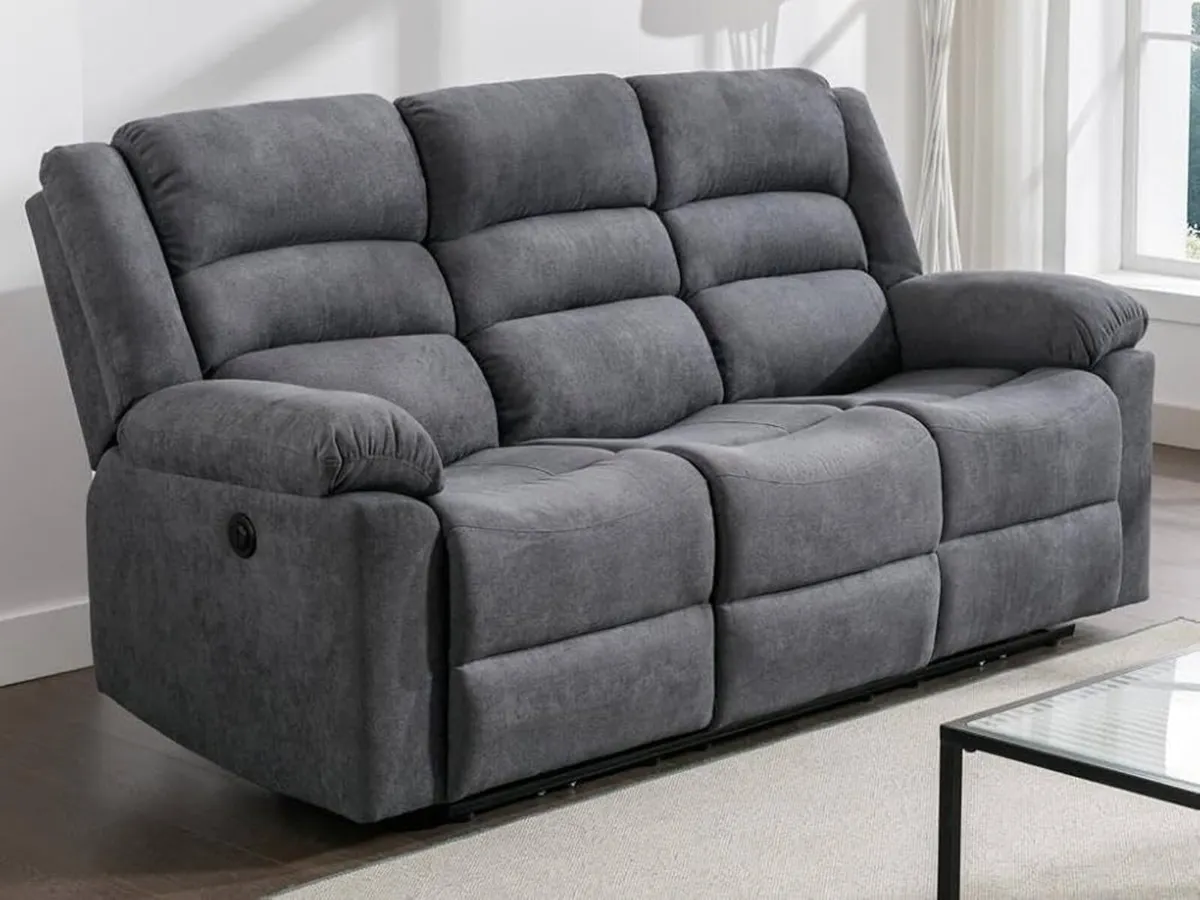 🛋️ HOUSTON 3-SEATER RECLINER SOFA – GREY 🛋️ - Image 1