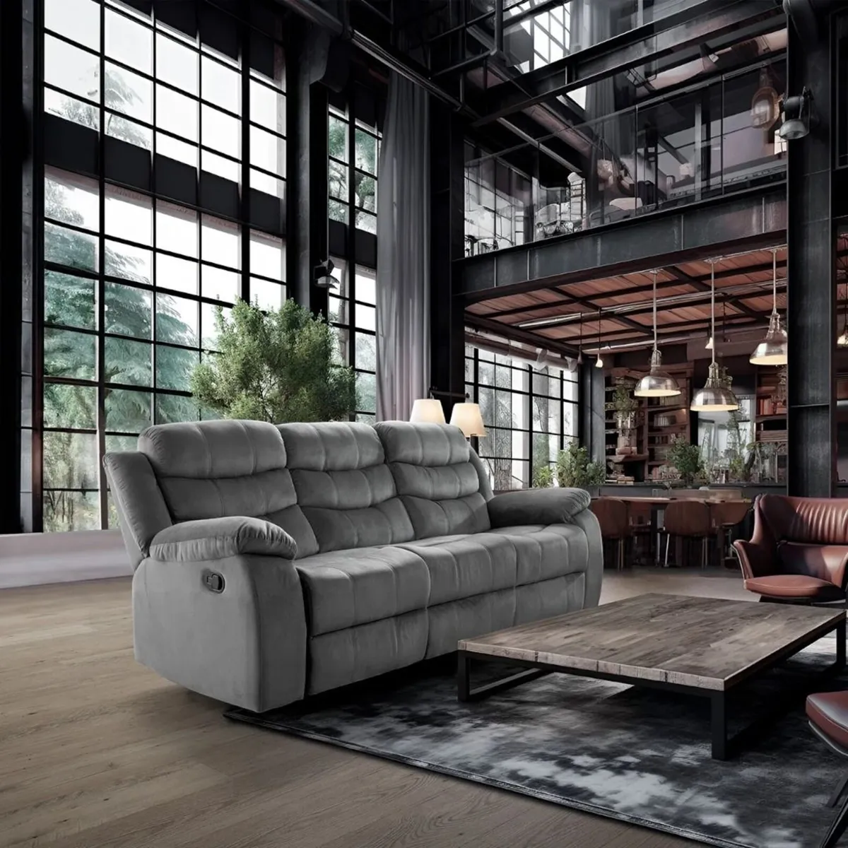 🛋️ HOUSTON 3-SEATER RECLINER SOFA – GREY 🛋️ - Image 1