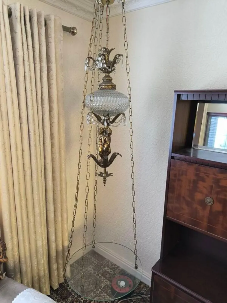 Hanging Swag Lamp & Matching Table - Image 3