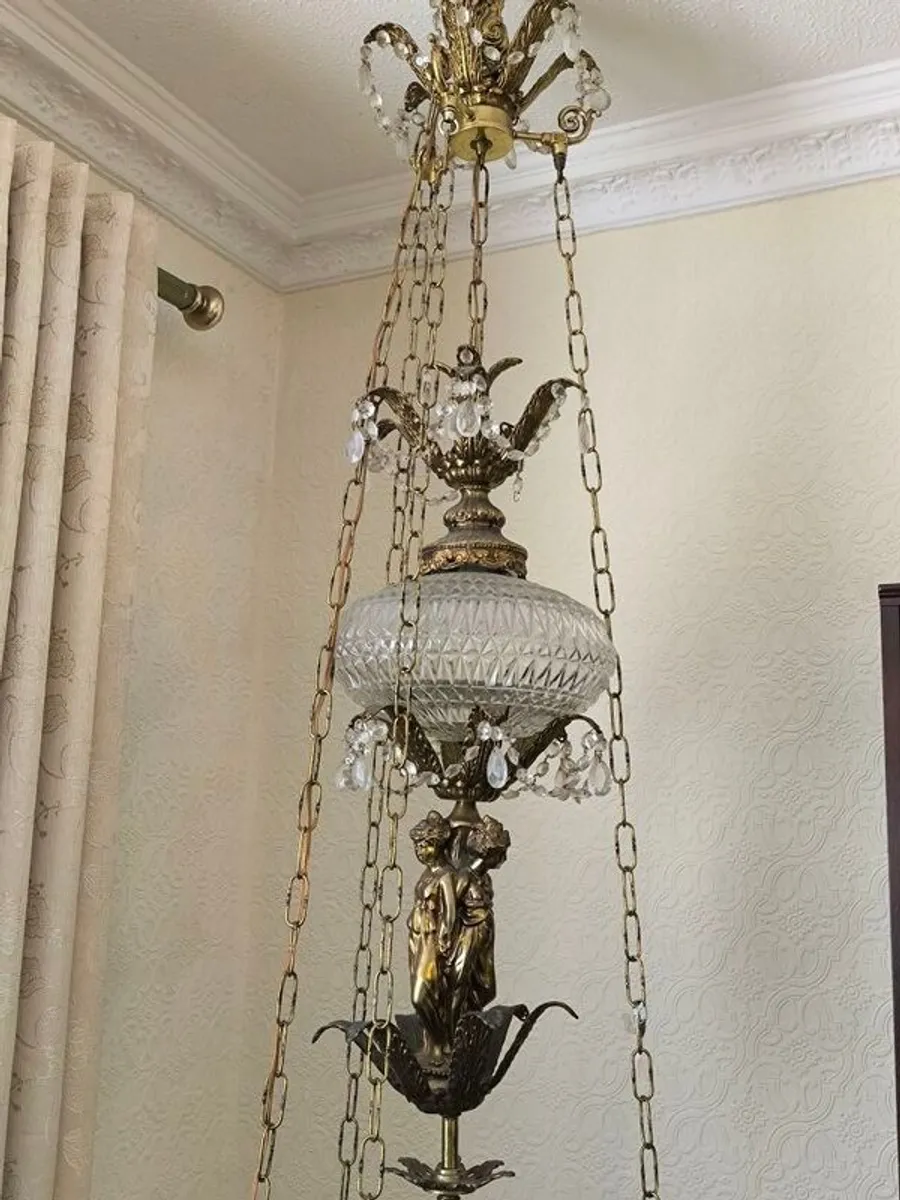 Hanging Swag Lamp & Matching Table - Image 4