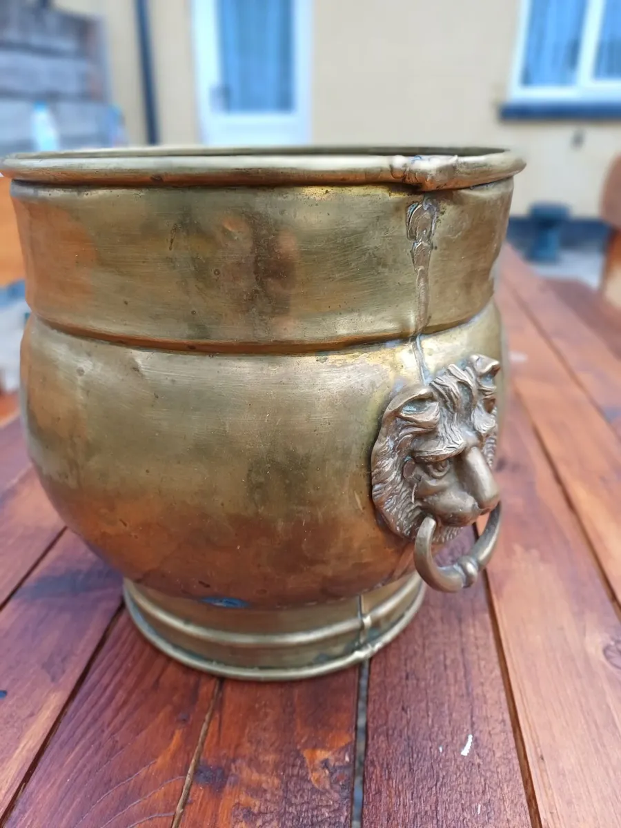 Vintage Brass Coal Bin - Image 1