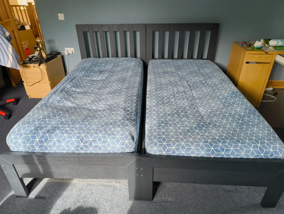 Navy blue single beds X 2 - Image 1