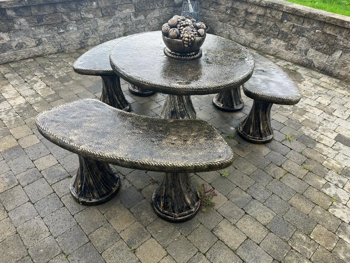 Concrete garden table and chairs set