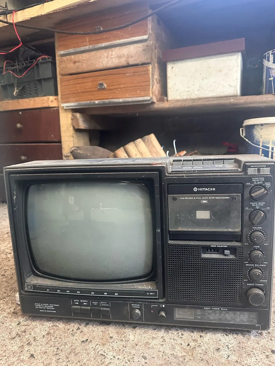 Vintage Hitachi black & white television - Image 1