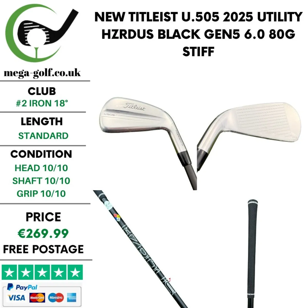 New Titleist U.505 2025 Utility #2 Iron 18° - Image 1