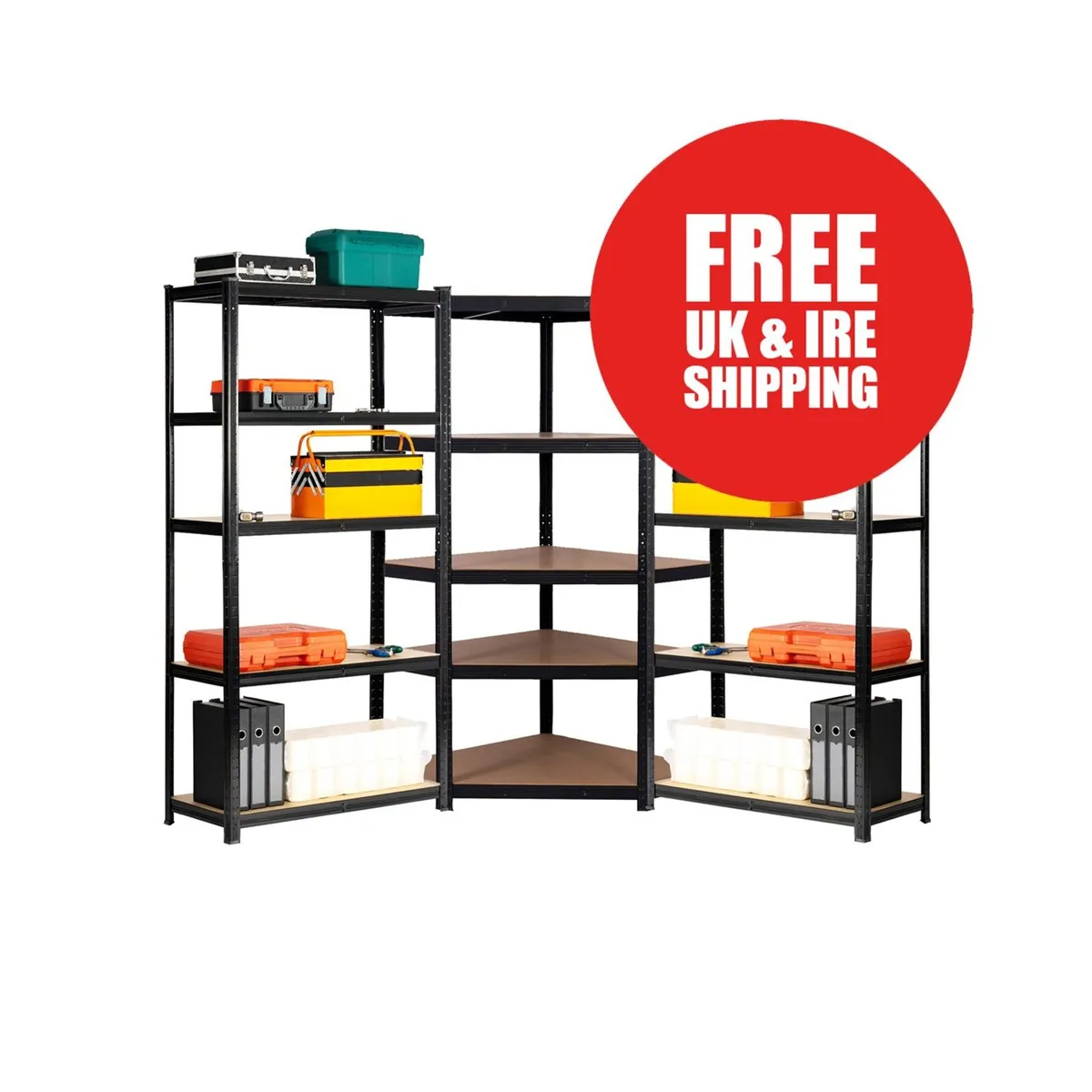 Budget Garage Shelving | 3 Corner Bay Black - Image 1