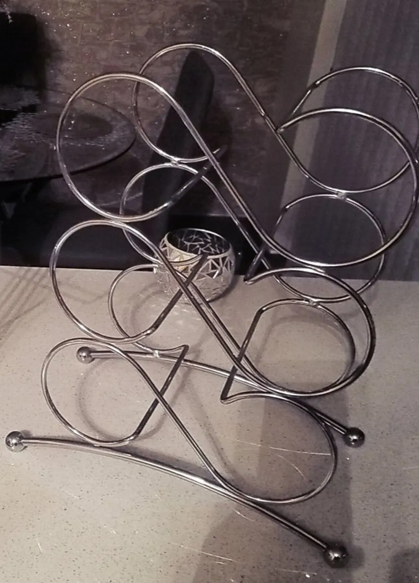 Polished Chrome Wine Rack & Cup Holder - Image 2