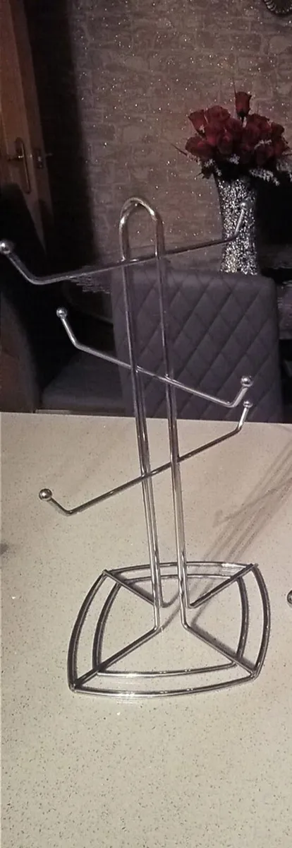 Polished Chrome Wine Rack & Cup Holder - Image 3