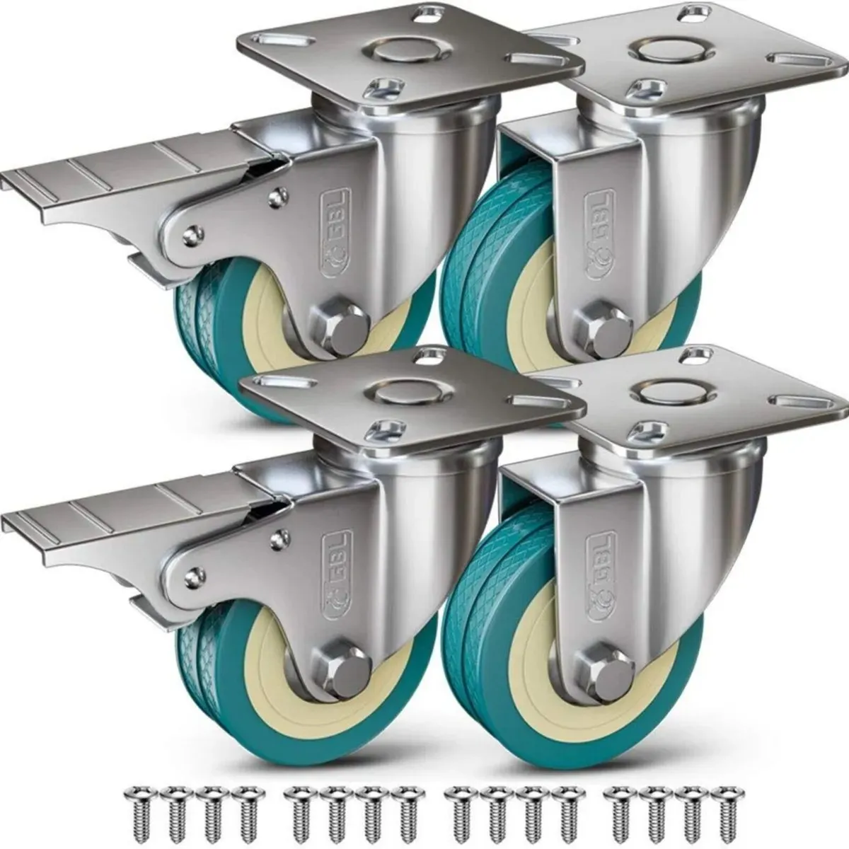 50mm Heavy Duty Castor Wheels 200kg Capacity - Image 1