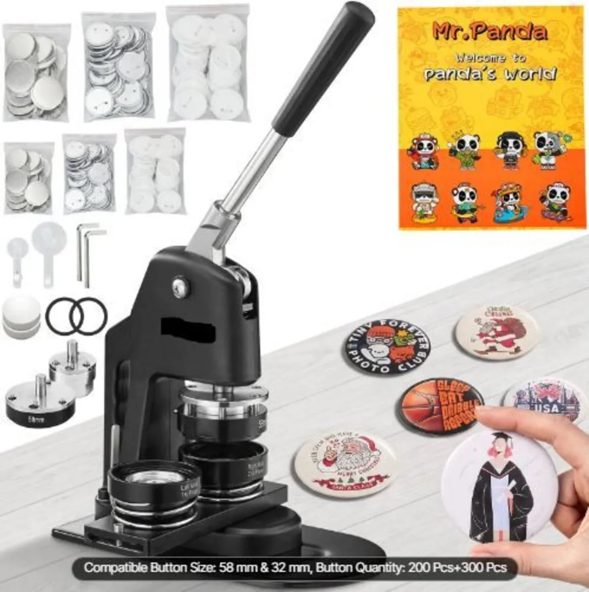 Button Maker Machine, Multiple Sizes 1.25+2.25 In - Image 1