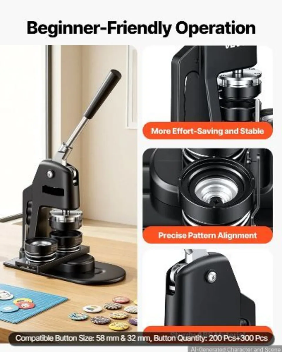 Button Maker Machine, Multiple Sizes 1.25+2.25 In - Image 4