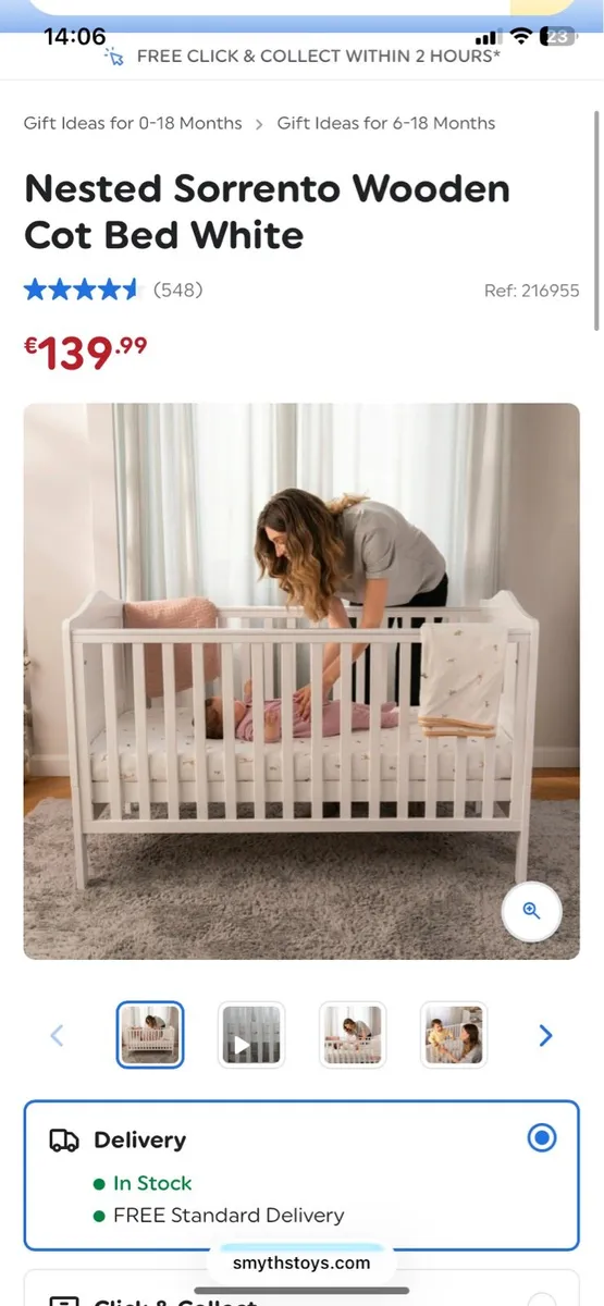Nested Sorrento White Cot Bed - Image 1