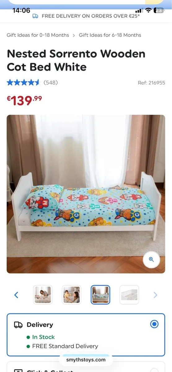 Nested Sorrento White Cot Bed - Image 2