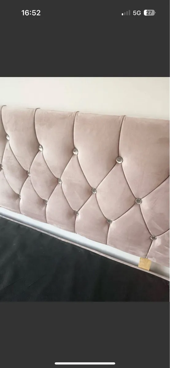 Dusky pink double bed frame and headboard - Image 4