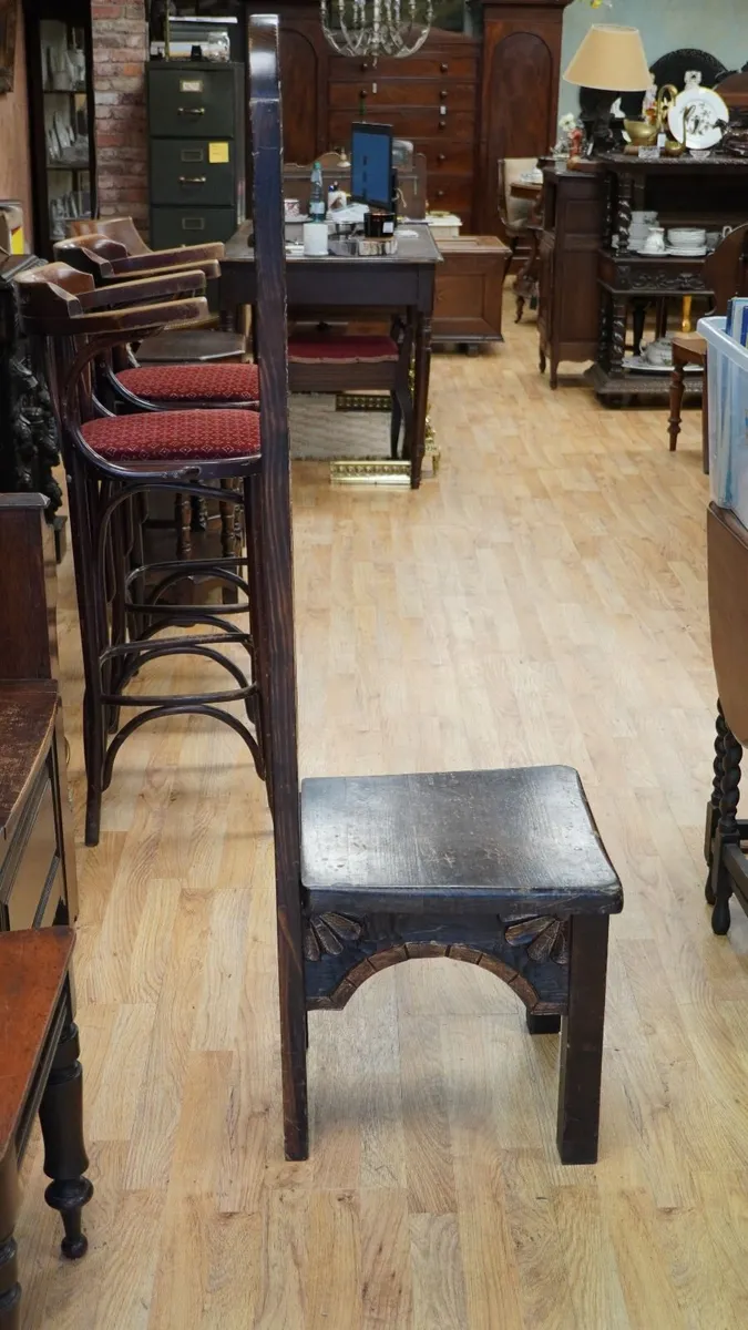 Vintage Gothic Revival Carved High-Back Chair - Image 3