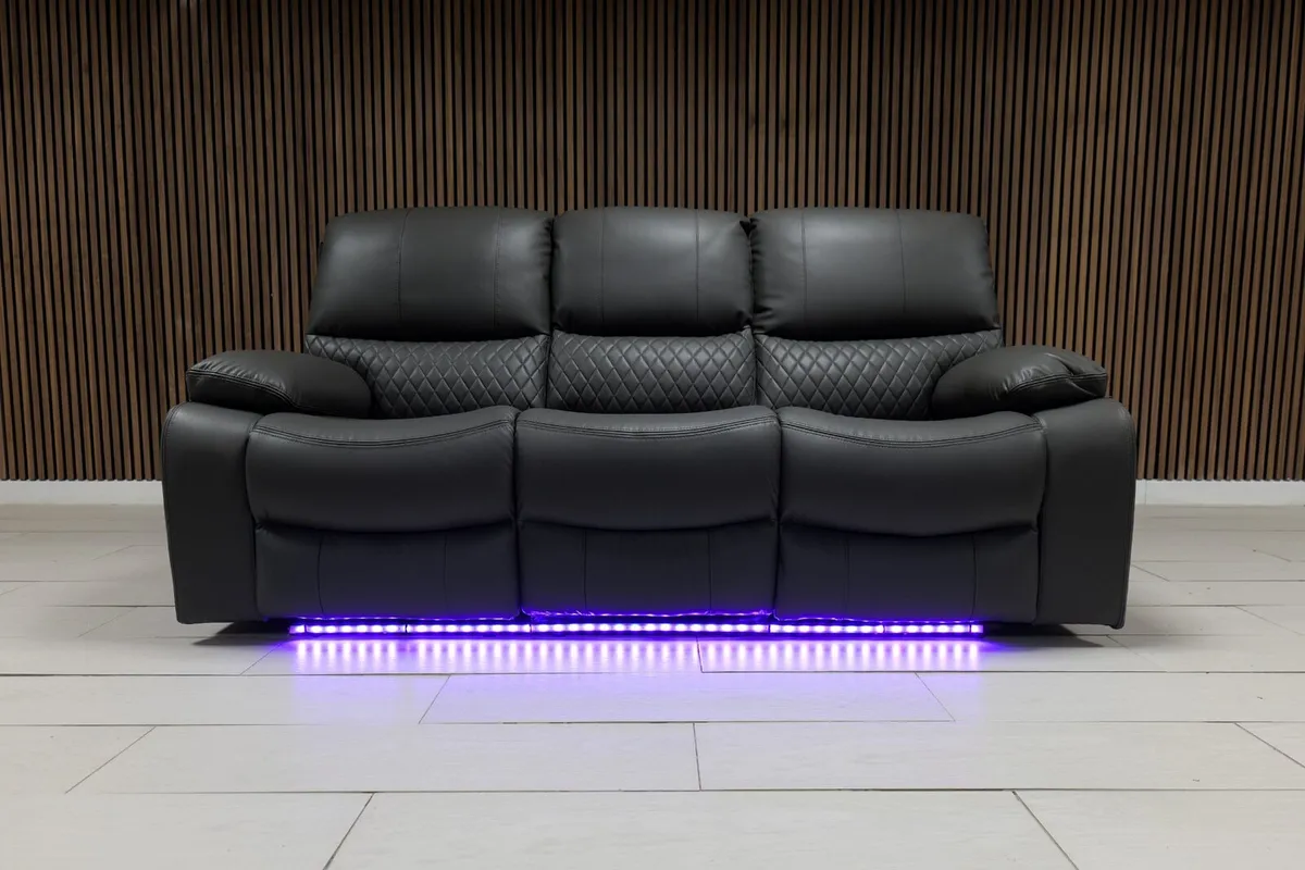 3+2 Dark Grey Rita Electric Leather Recliner Sofa - Image 3
