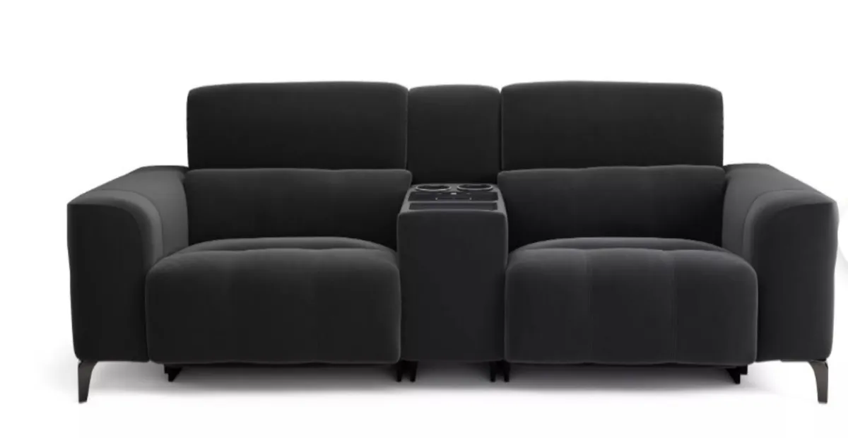 Dfs 4D cinesound recliner sofa black velvet - Image 1