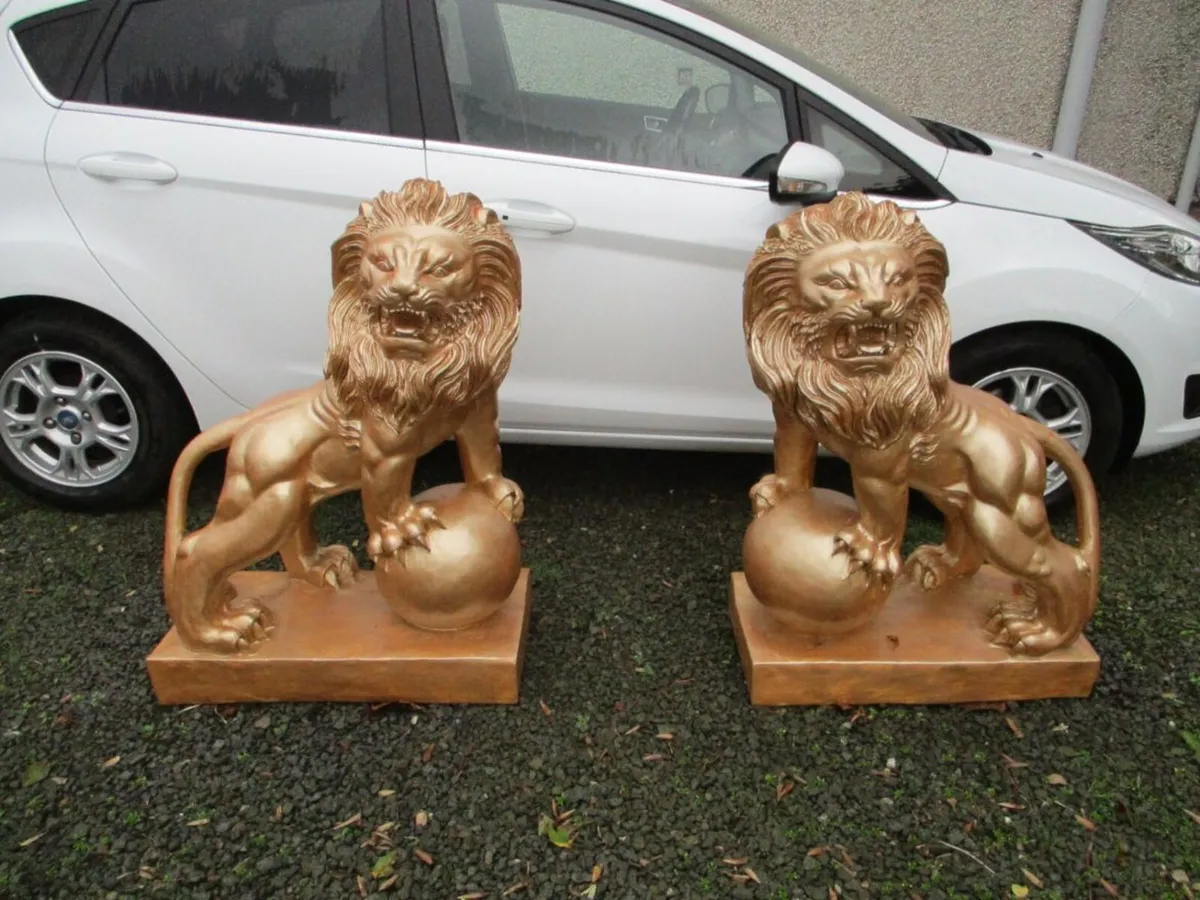 Pair Of Large Lions - Image 2