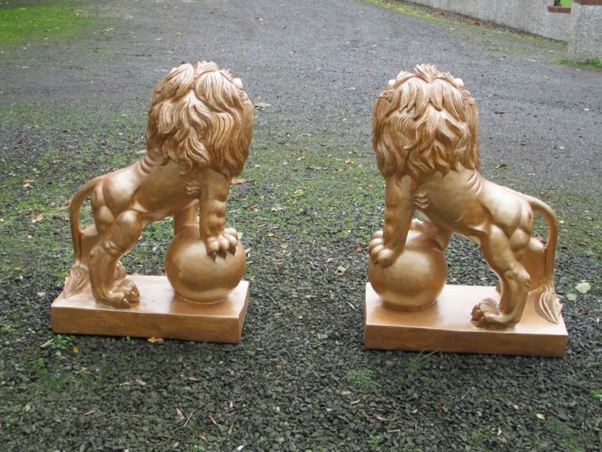 Pair Of Large Lions - Image 3