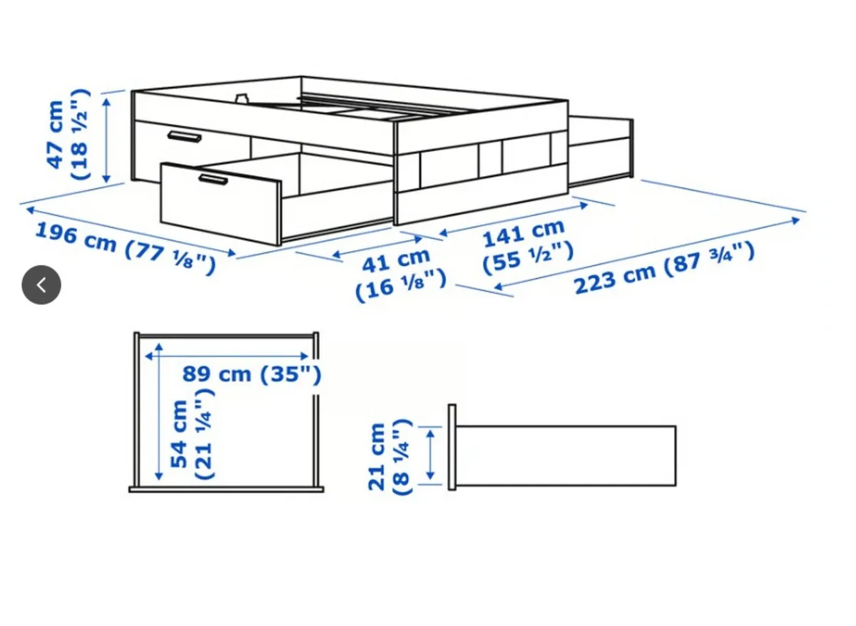 Double Bed 4 drawer storage and Headboard IKEA - Image 4