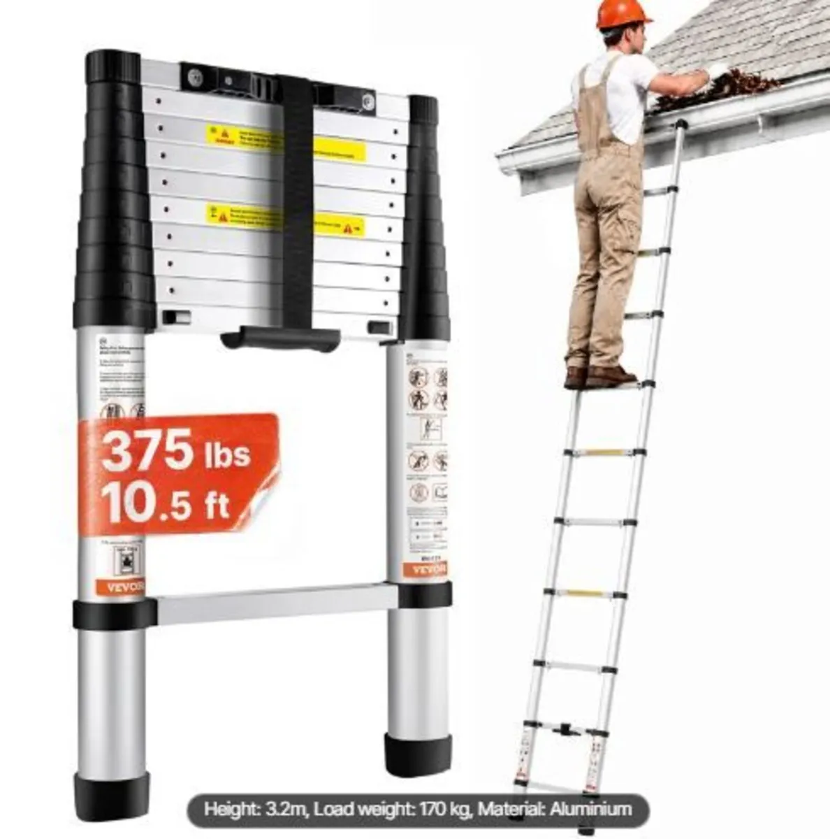 Telescoping Ladder, 320 cm Aluminum - Image 4