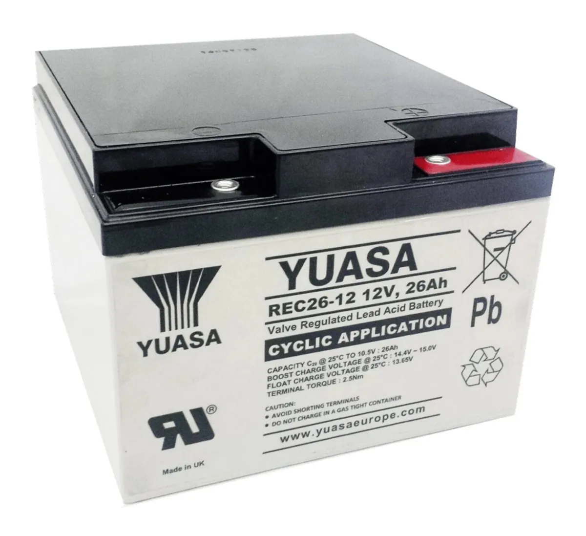Yuasa REC Deep Cycle AGM Battery 12V 26Ah – REC26- - Image 1