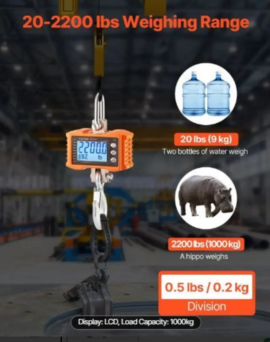 Digital Crane Scale, 2200 lbs/1000 kg - Image 2