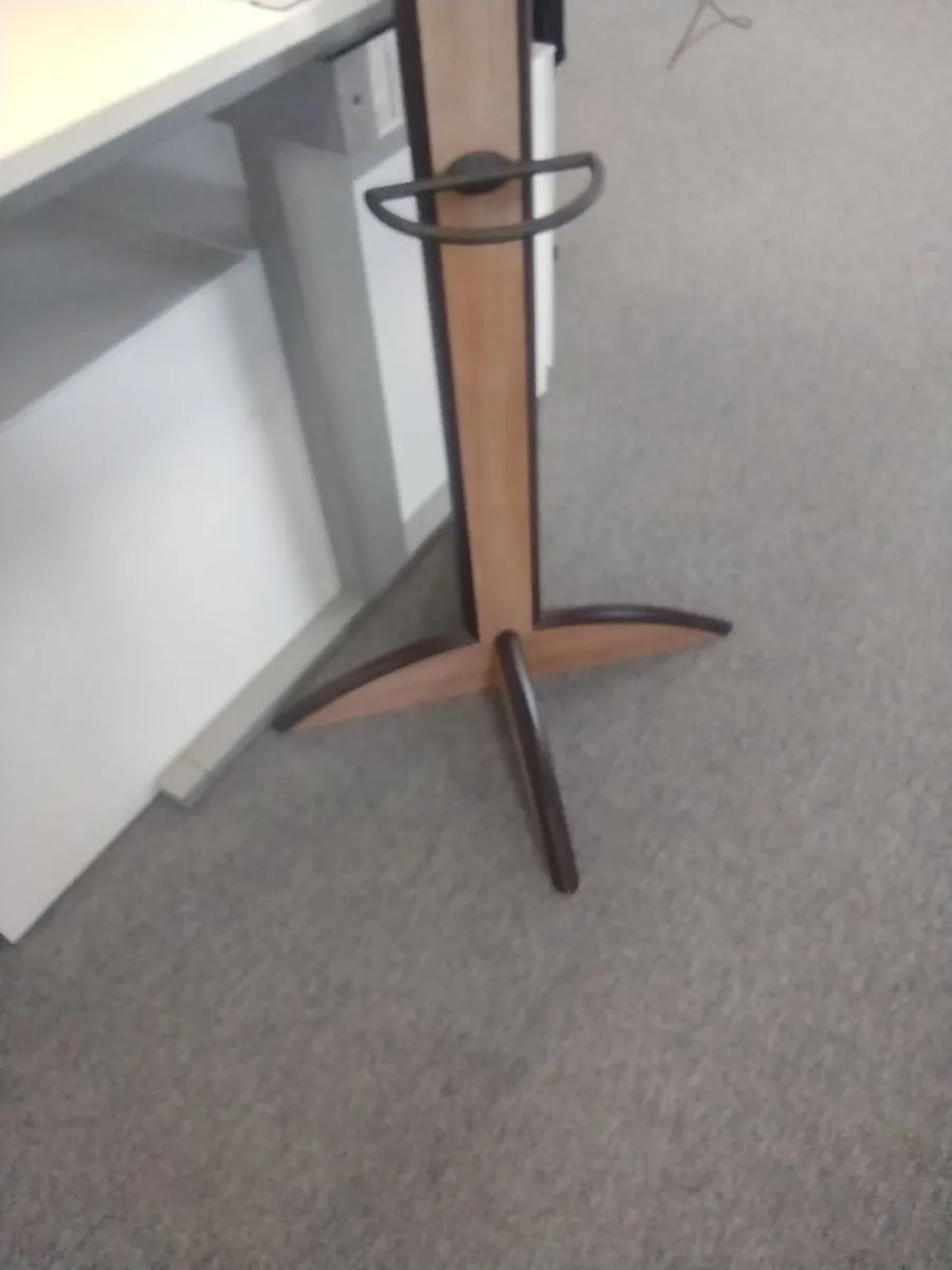 Tall heavy Oak & walnut office/hall coat stand - Image 2