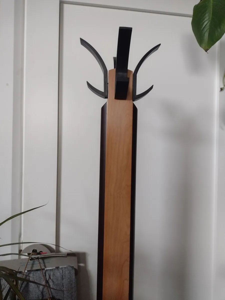 Tall heavy Oak & walnut office/hall coat stand - Image 3