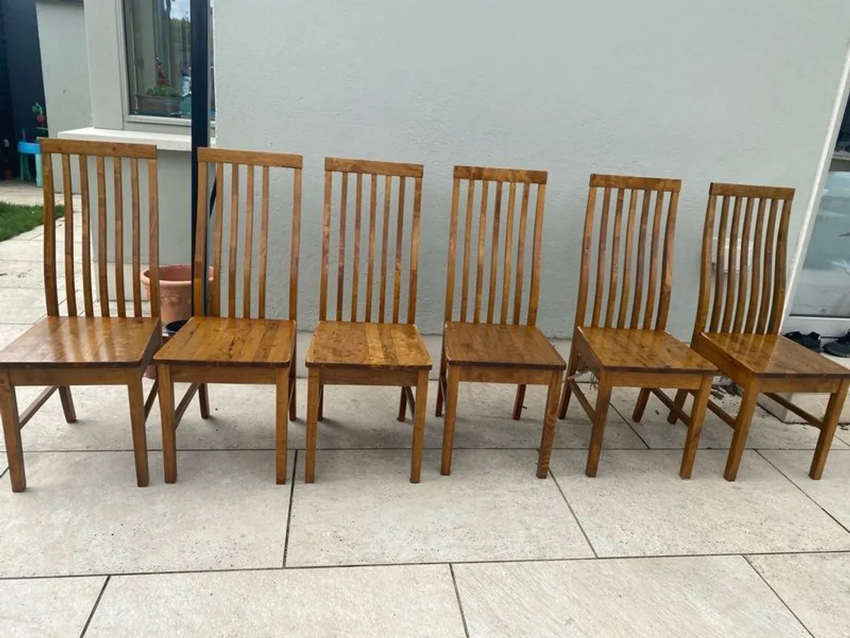Six Wooden Kitchen Chairs for sale - Image 1