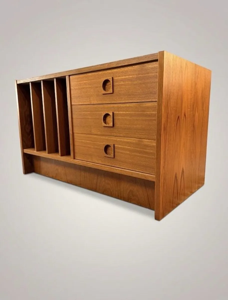 Vintage Danish Teak LP Record Cabinet & Media Console - Image 1