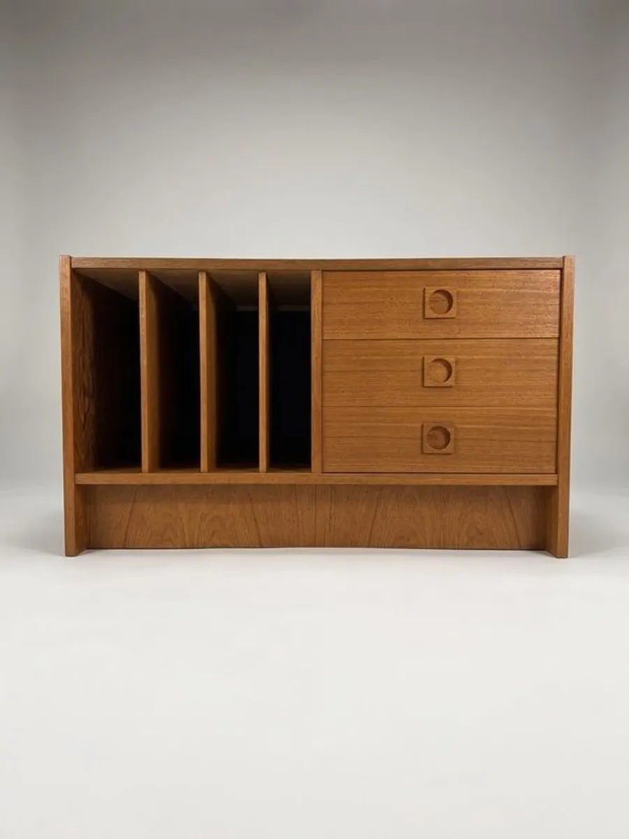Vintage Danish Teak LP Record Cabinet & Media Console - Image 2