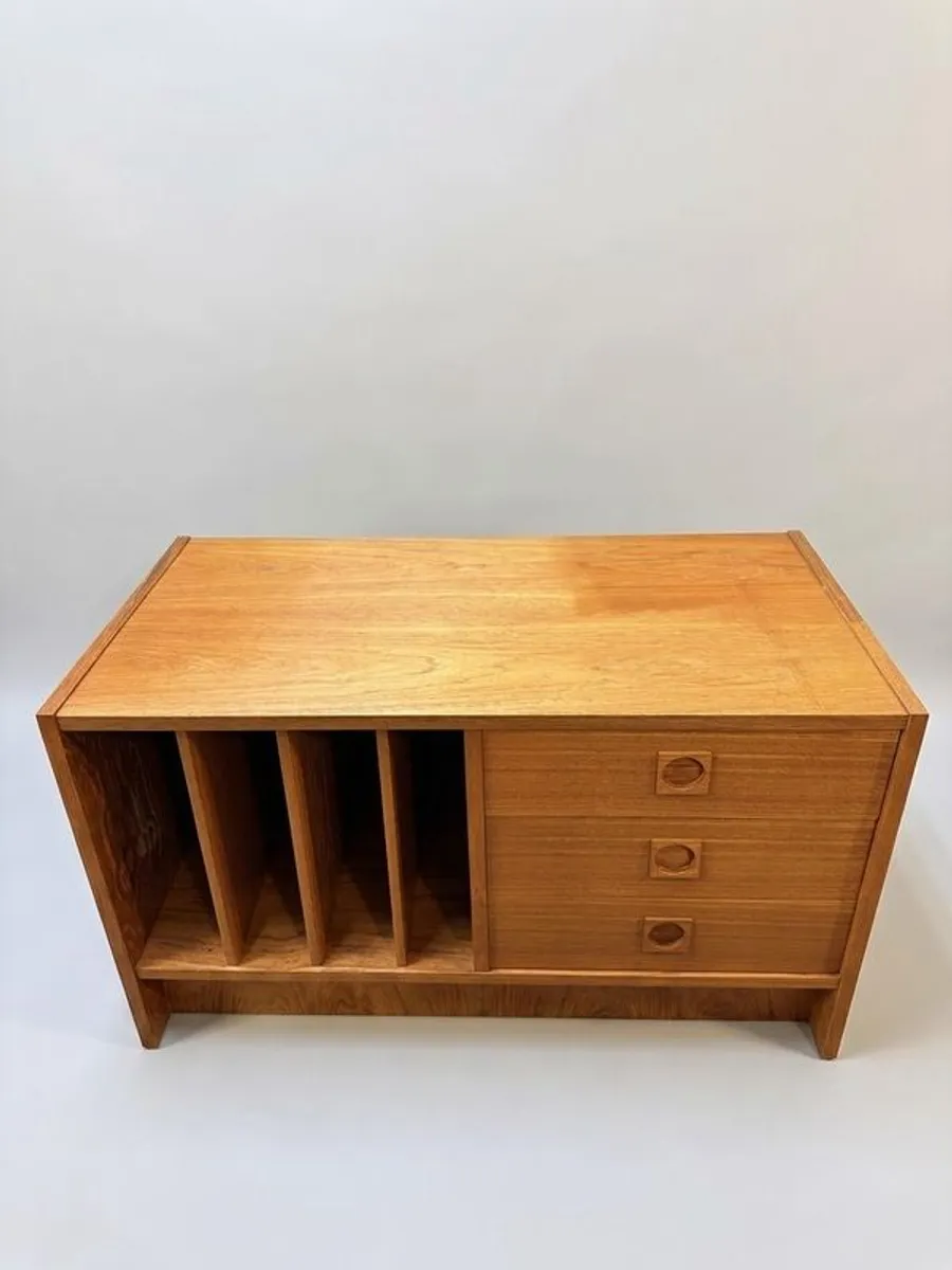 Vintage Danish Teak LP Record Cabinet & Media Console - Image 3