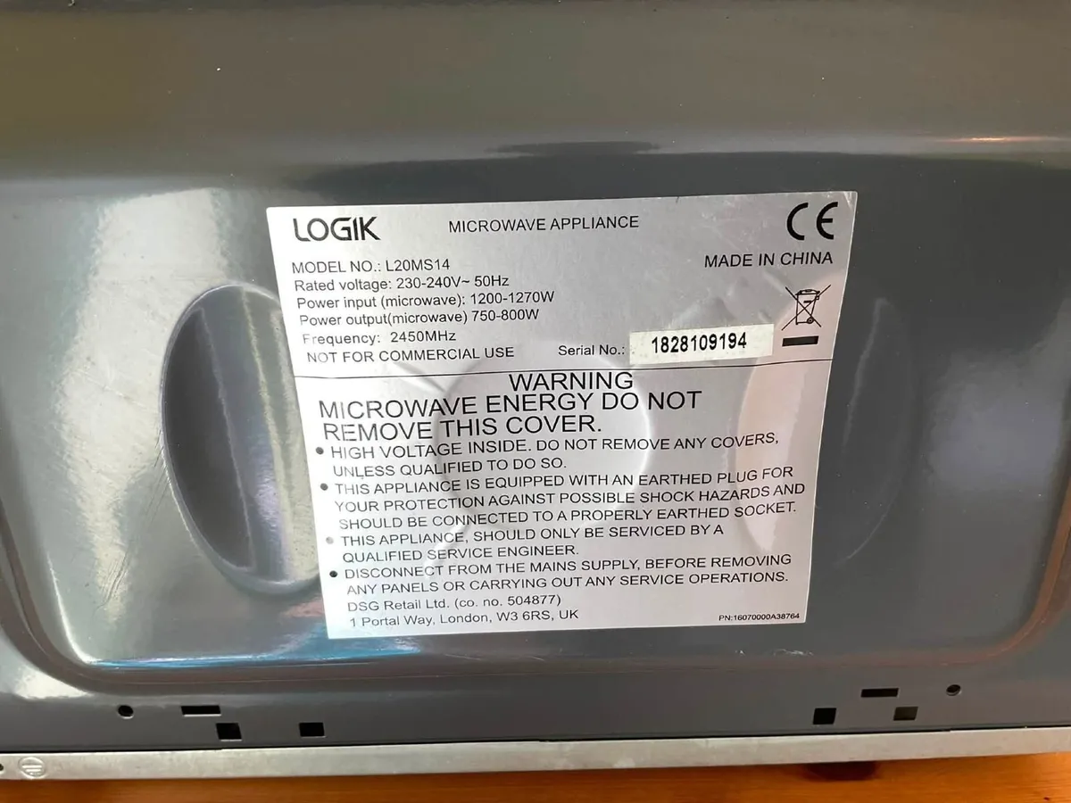 Logik L20MS14 Silver Microwave –  Parts/Repair - Image 3