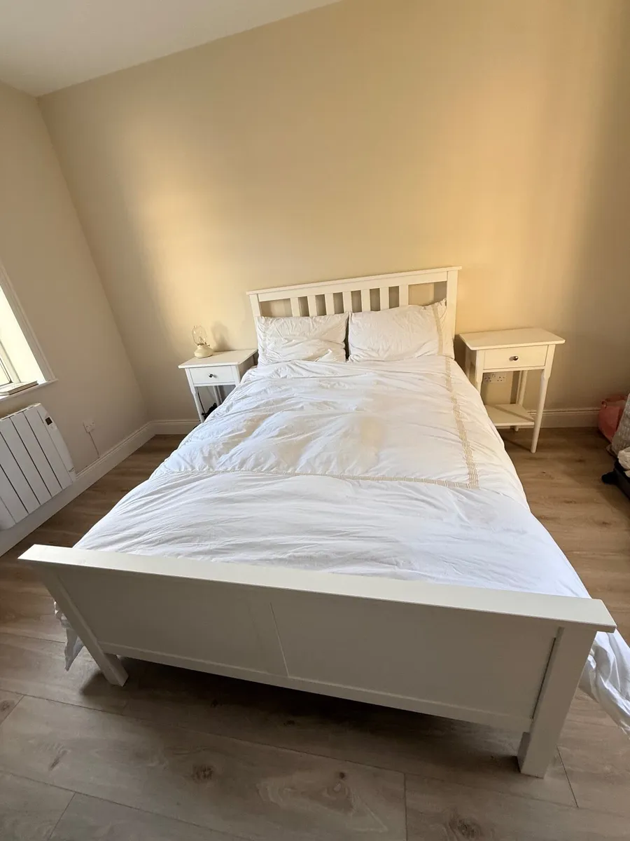 Double Bed + mattress + 2 bedside tables - Image 2