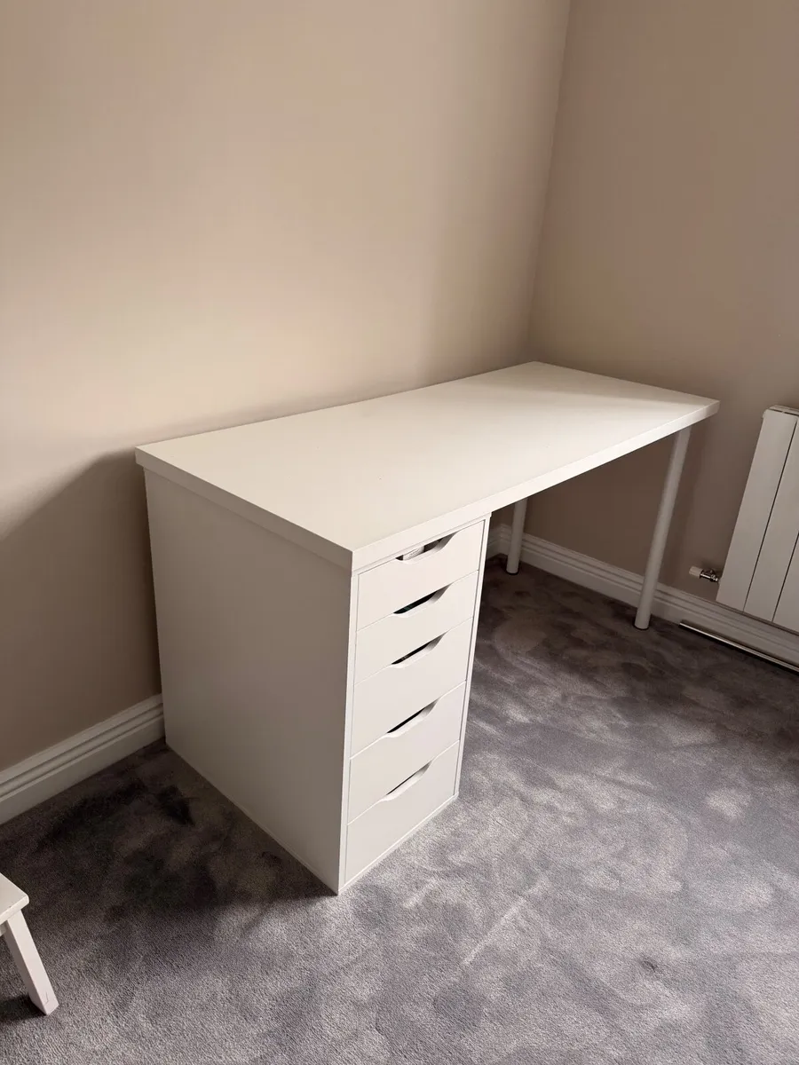 IKEA Lagkapten / Alex White Desk with 5-Drawer Uni - Image 2