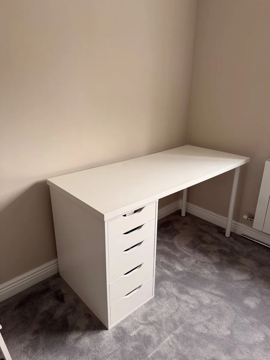 IKEA Lagkapten / Alex White Desk with 5-Drawer Uni - Image 3