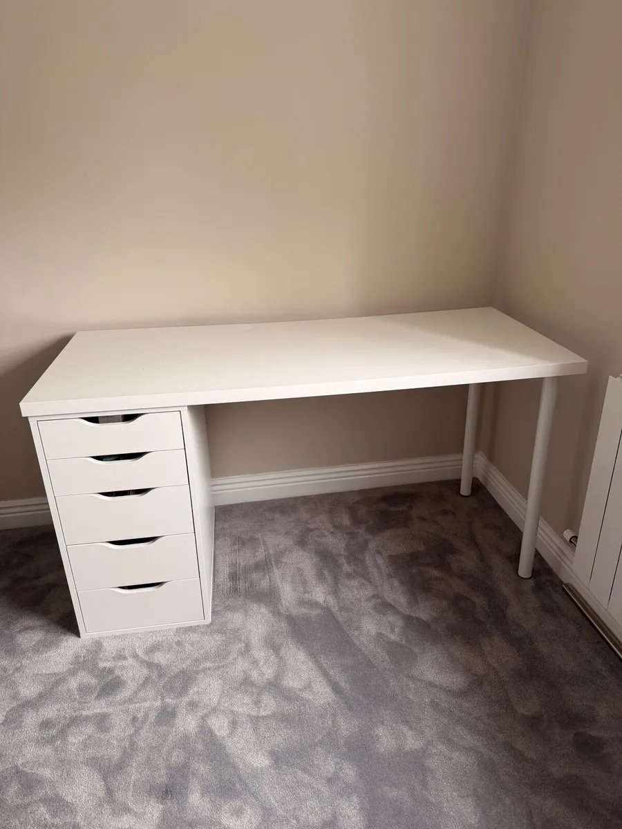 IKEA Lagkapten / Alex White Desk with 5-Drawer Uni - Image 1