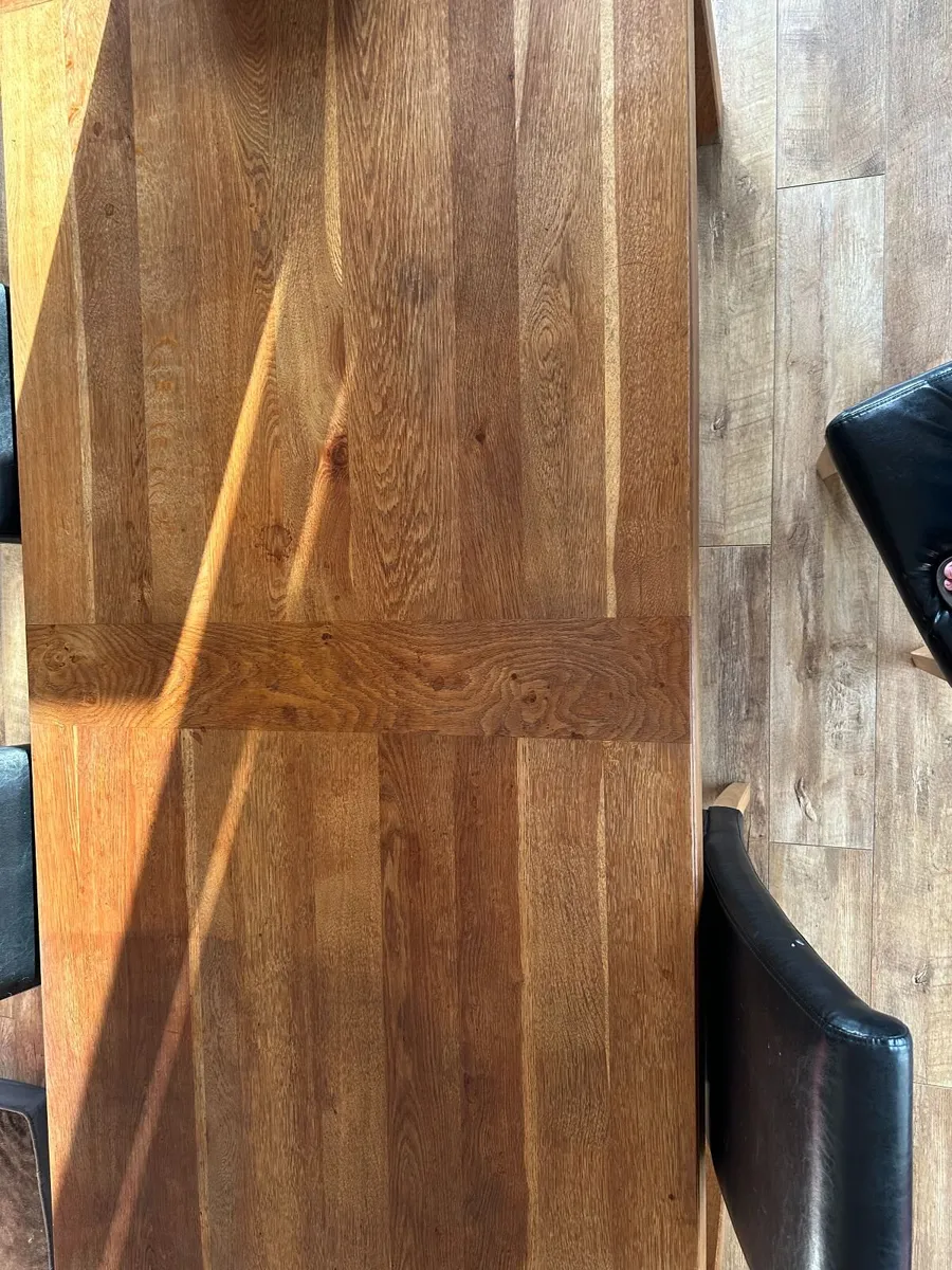 6 ft solid oak dining table and chairs for sale - Image 2