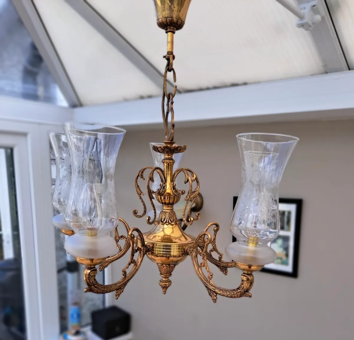 2 Bronze Chandeliers - Image 1