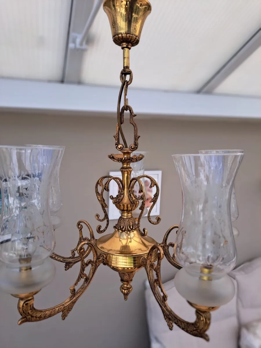 2 Bronze Chandeliers - Image 4