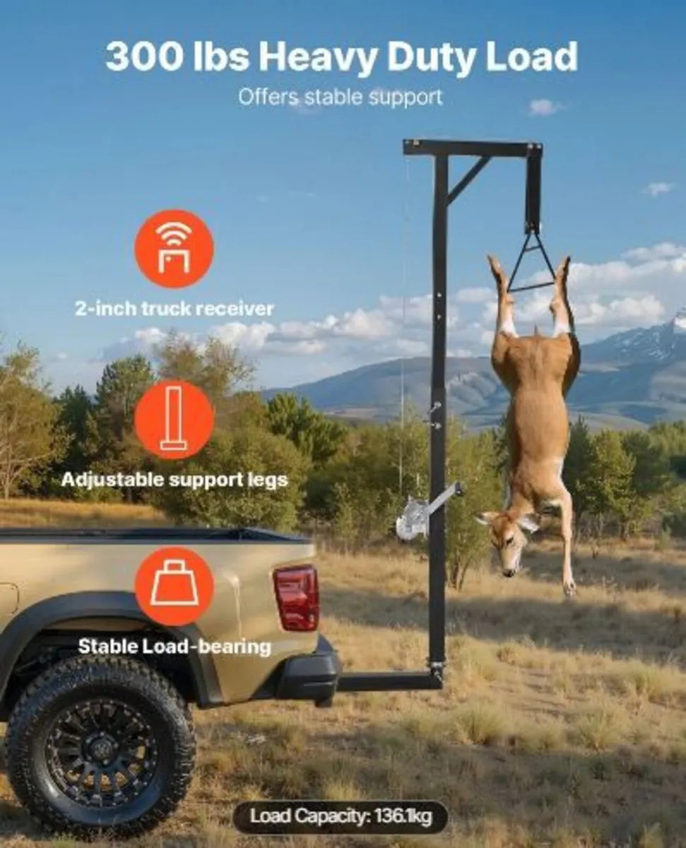 Truck Hitch Game Hoist, 300 lbs Load Capacity - Image 2