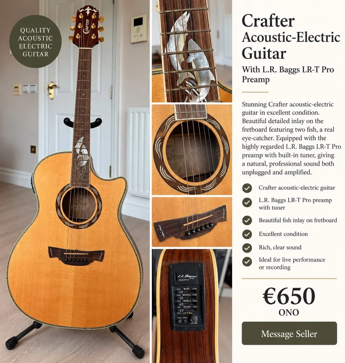 Crafter 35th Ann. SM-ROSE electro-acoustic Guitar - Image 1