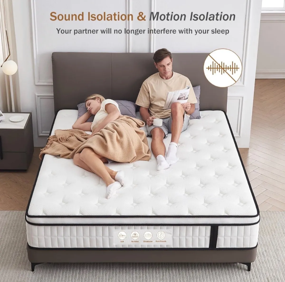 5FT King Size Mattress, 10.2 INCH King Memory Foam - Image 2