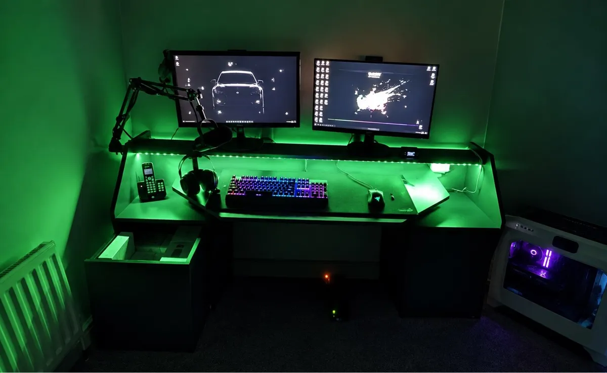 Gaming PC + Dual Monitor + Full Gaming/Audio Setup - Image 1
