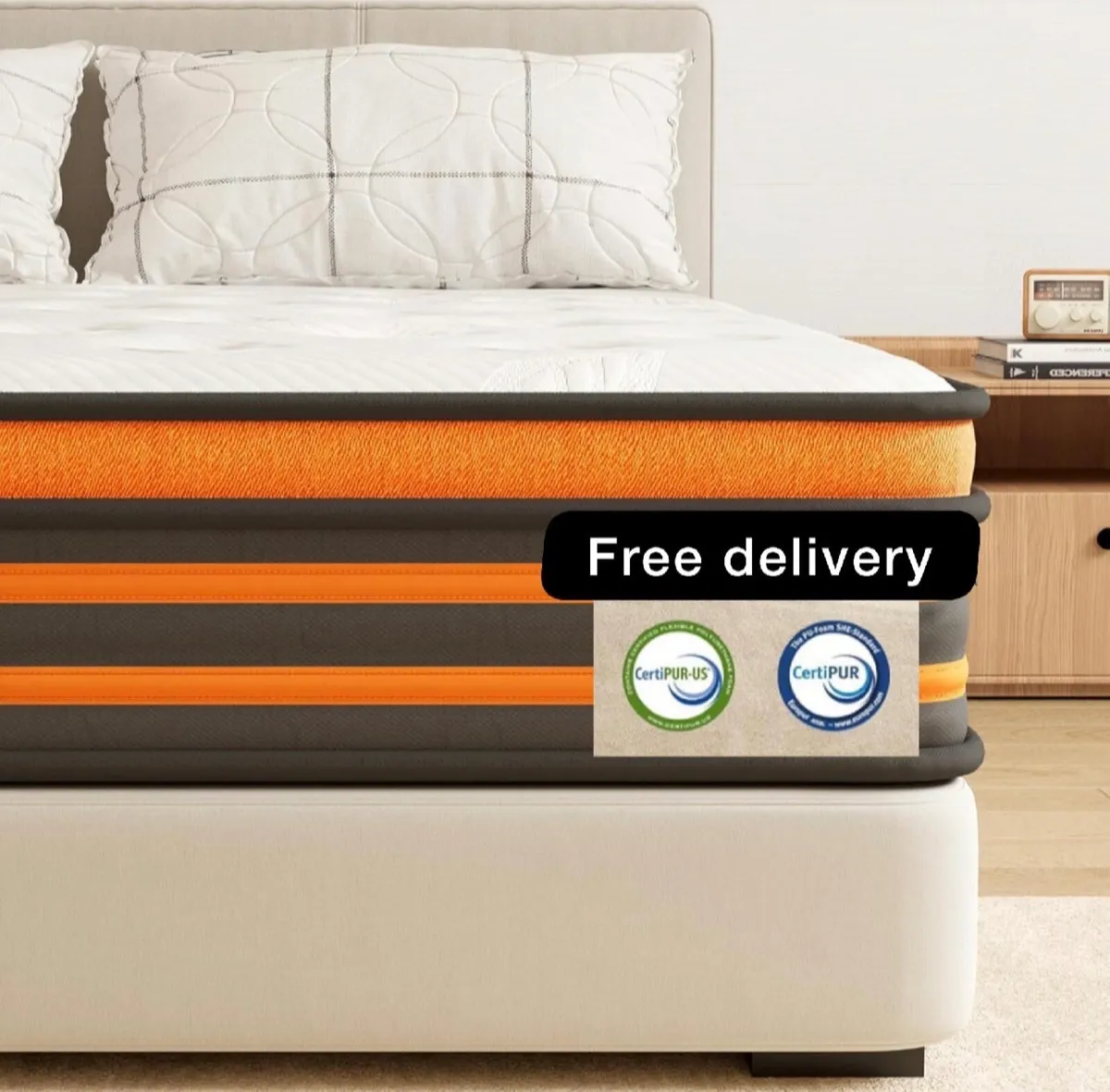5FT King Size Mattress, 10 Inch 9 Zone Hybrid Orth - Image 1